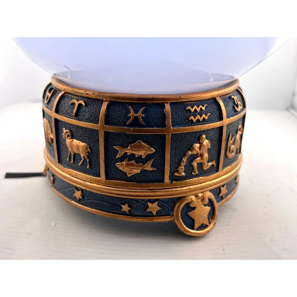 Spirit Tarot Light Up Crystal Ball Lamp Zodiac Astrology Celestial Halloween EUC